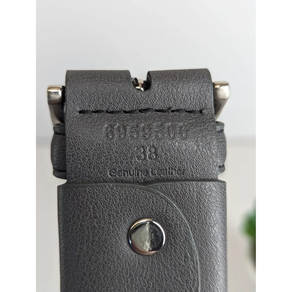 Greg Norman Mens Size 38 Grey Genuine Leather Comfort Stretch Perforated Belt